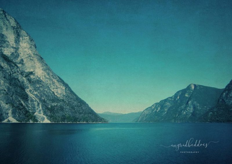 Mountain Blues - Norwegian mountains and lake in blue tones. Fjord in Norway.