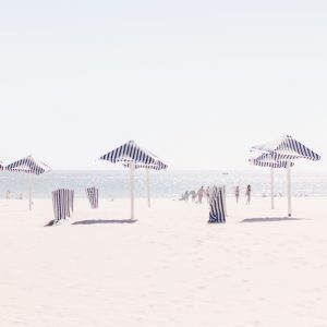 Beach blue stripped umbrellas from the series "at the beach IV"